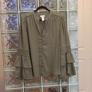 SoftSurroundings hunter green blouse